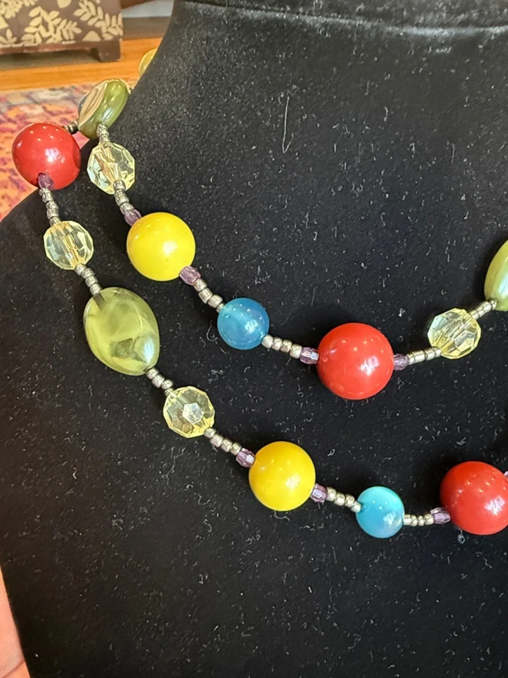 Vintage Multicolor Beaded Women's Necklace - Bold Colorful Statement
